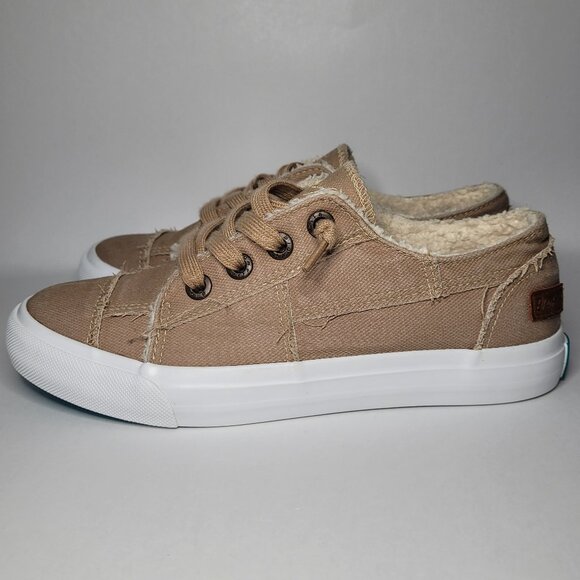 Blowfish Malibu Maxine Sneakers Tan Faux Sherpa Lined Womens 7.5 Minimalist Cozy - Picture 4 of 16